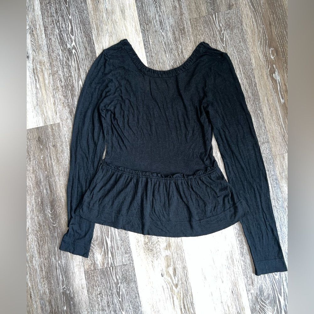 Marc By Marc Jacobs Black Peplum Long Sleeve Shirt Size Small